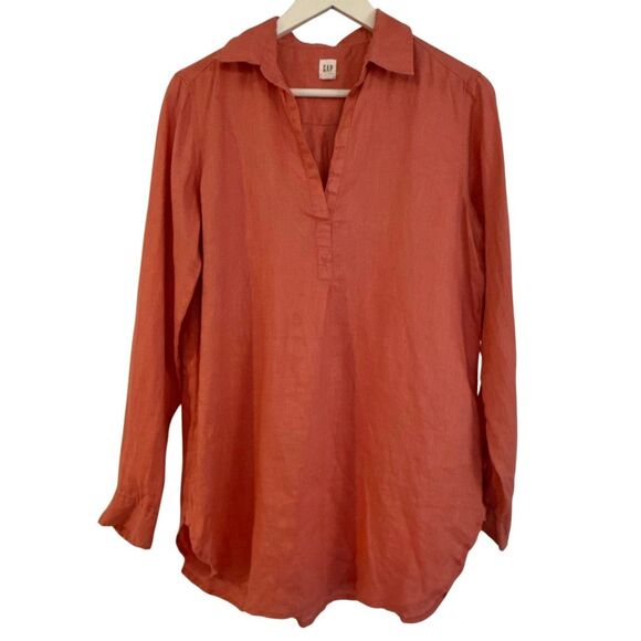 GAP Tops - Gap 100% linen boyfriend tunic collared popover small